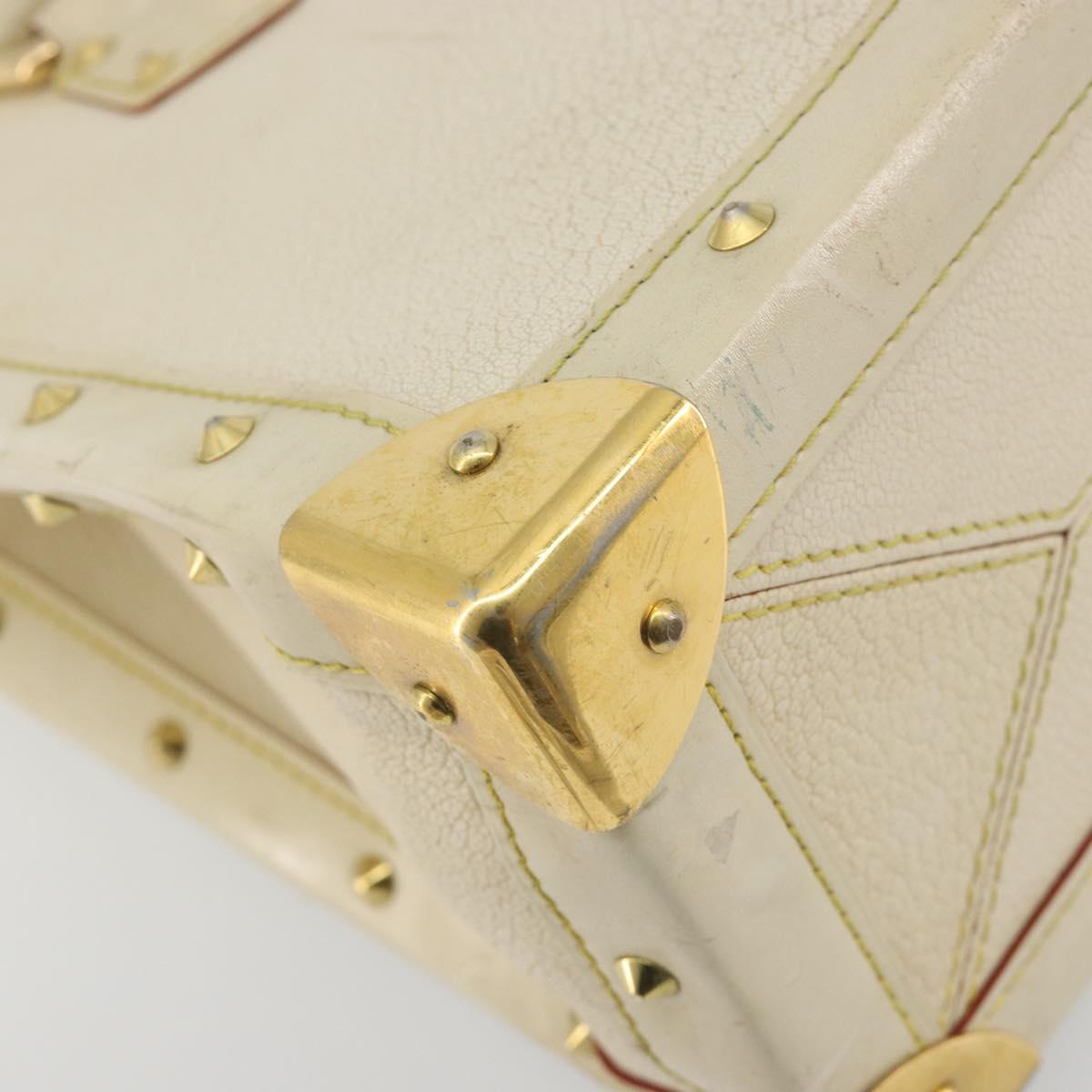 LOUIS VUITTON Suhari Fabreau Hand Bag Leather White M91815 LV Auth bs36421