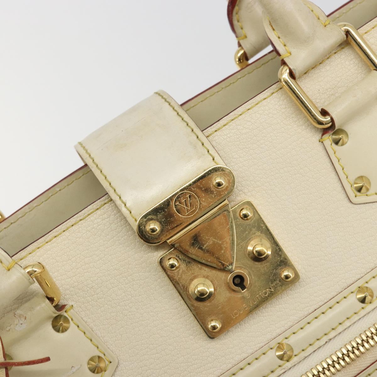 LOUIS VUITTON Suhari Fabreau Hand Bag Leather White M91815 LV Auth bs36421