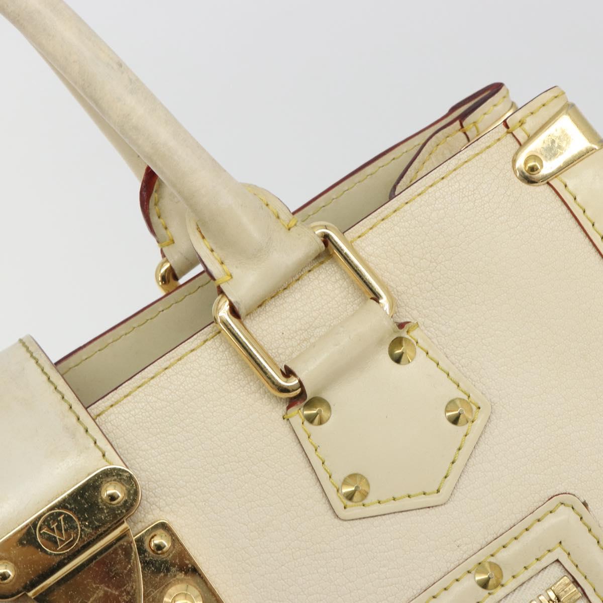 LOUIS VUITTON Suhari Fabreau Hand Bag Leather White M91815 LV Auth bs36421