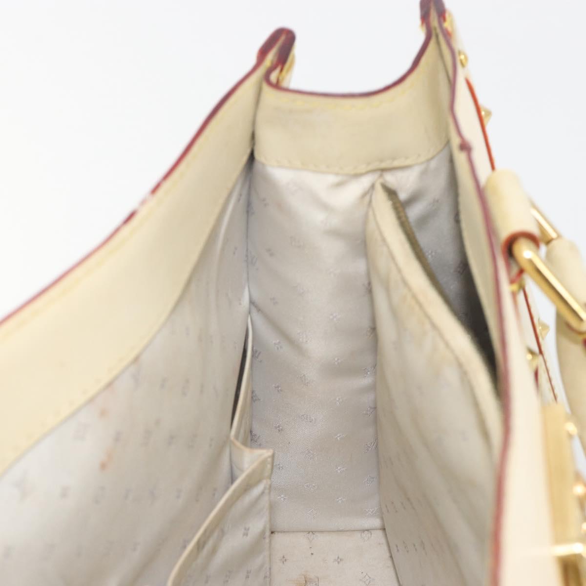 LOUIS VUITTON Suhari Fabreau Hand Bag Leather White M91815 LV Auth bs36421