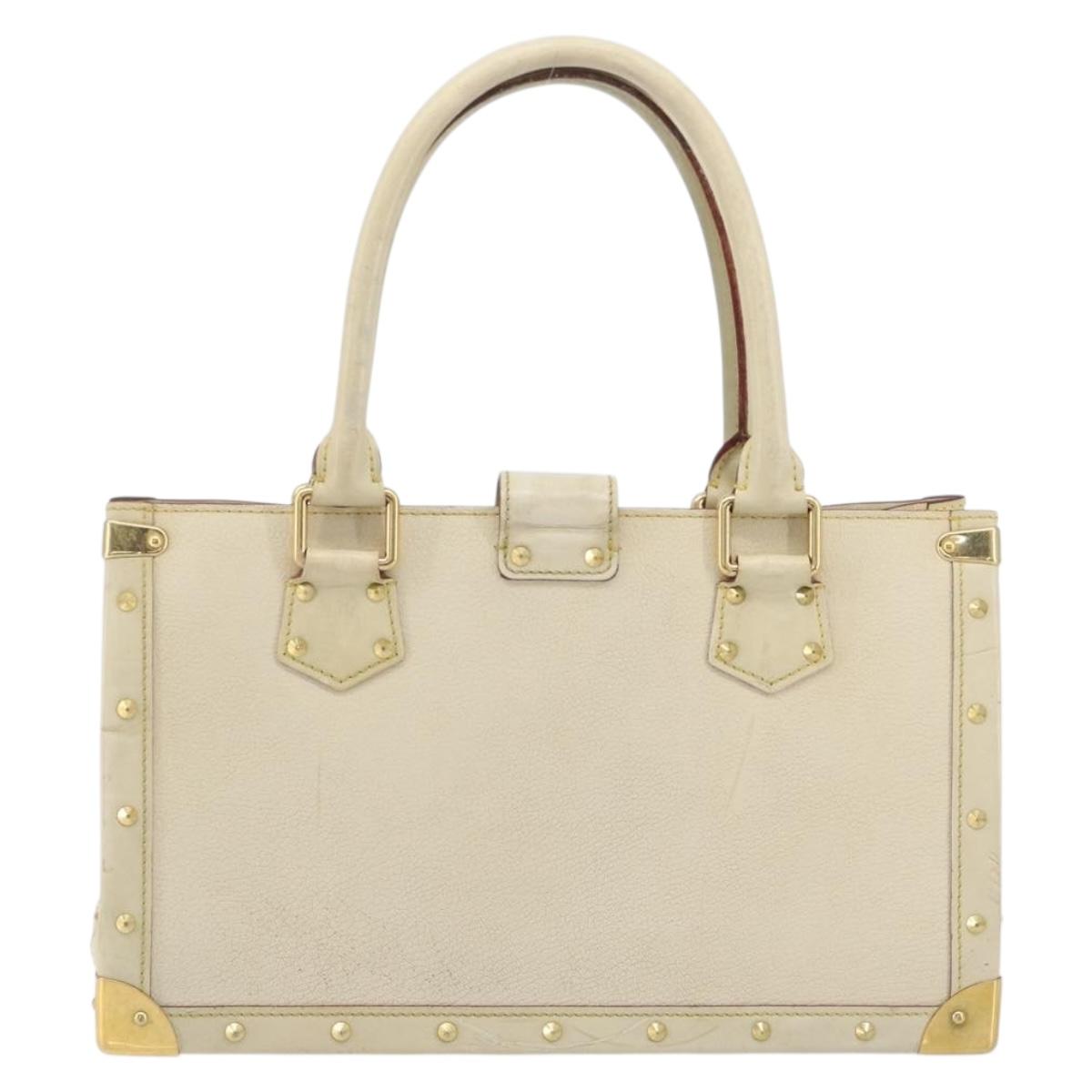 LOUIS VUITTON Suhari Fabreau Hand Bag Leather White M91815 LV Auth bs36421