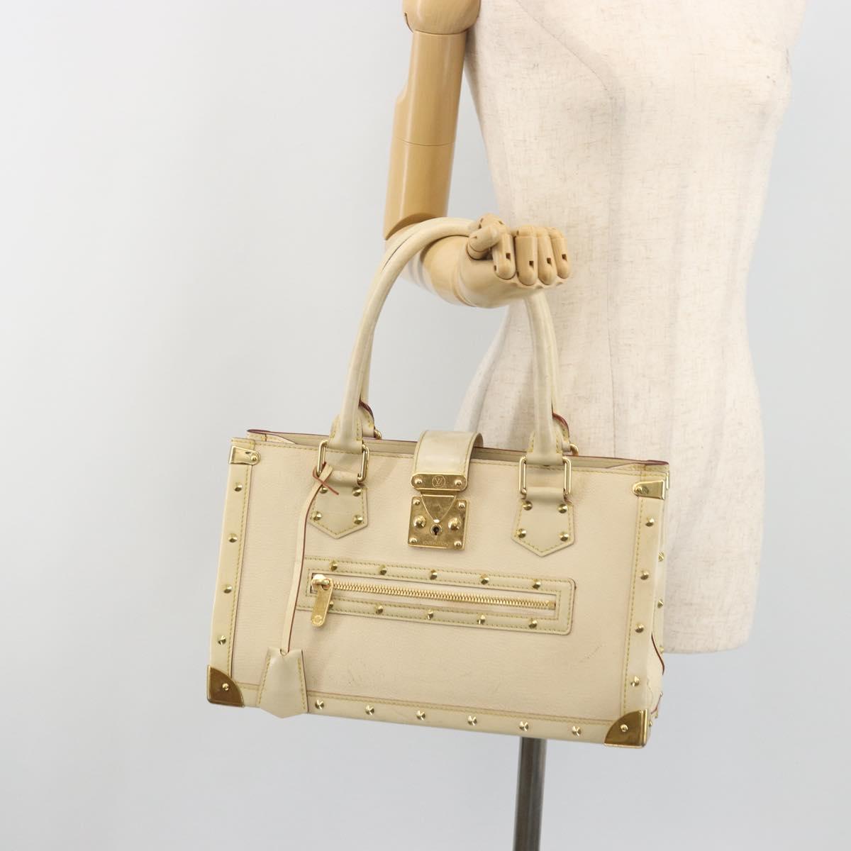 LOUIS VUITTON Suhari Fabreau Hand Bag Leather White M91815 LV Auth bs36421