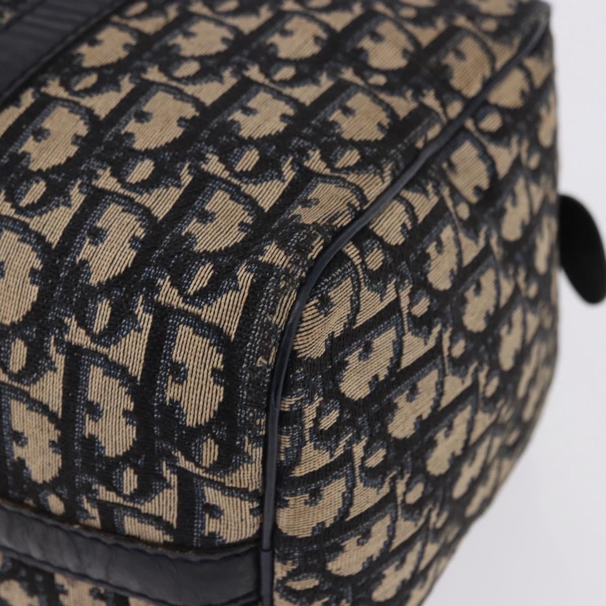 Christian Dior Trotter Canvas Boston Bag Navy Silver Auth bs36422