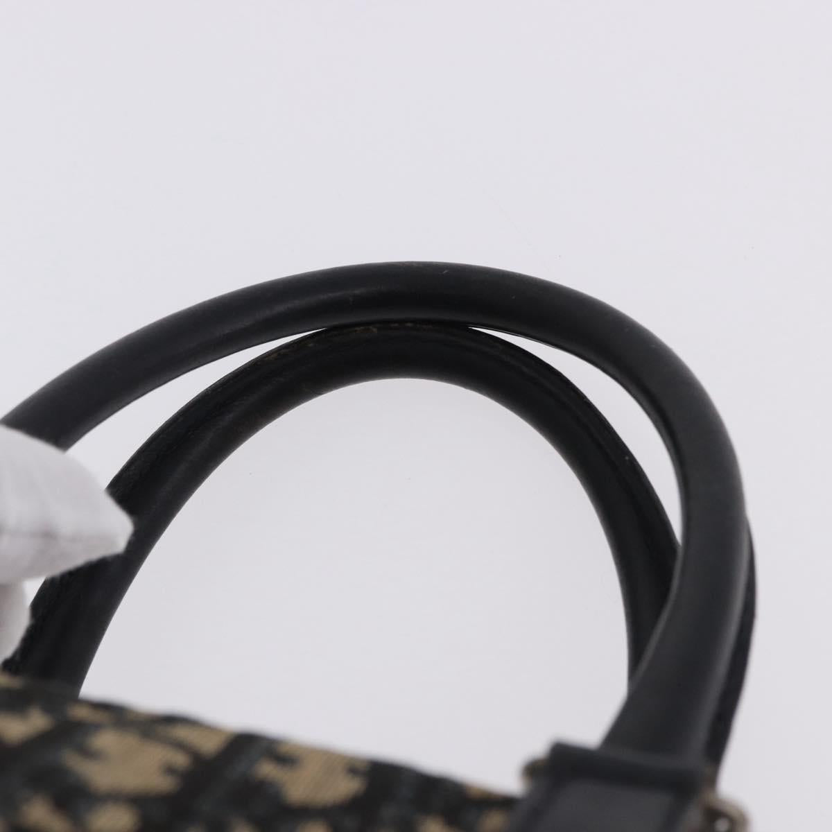 Christian Dior Trotter Canvas Boston Bag Navy Silver Auth bs36422