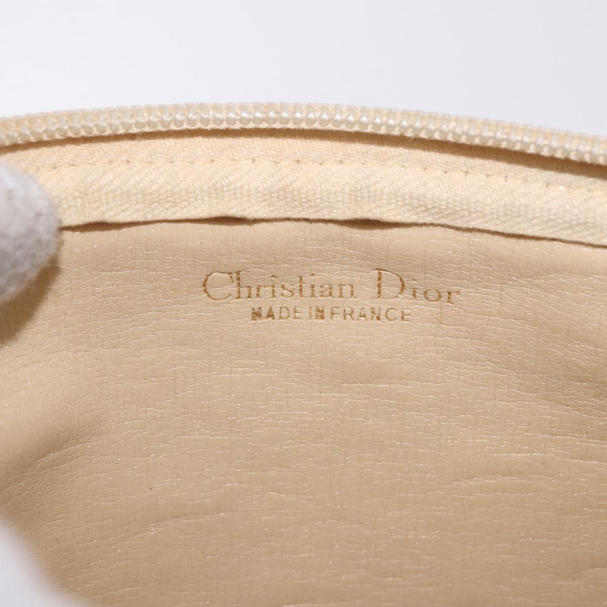 Christian Dior Trotter Canvas Pouch Beige Gold Auth bs36424