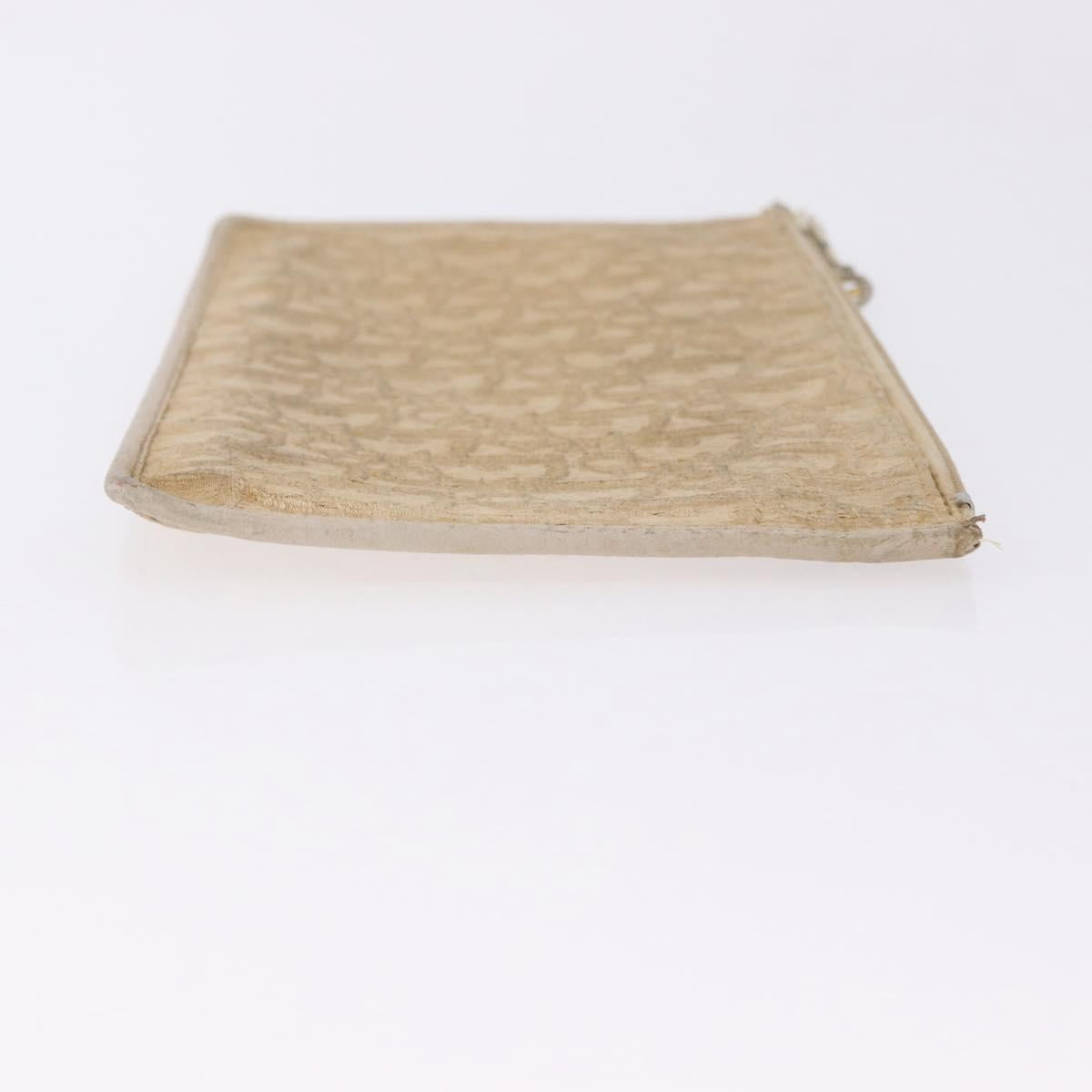 Christian Dior Trotter Canvas Pouch Beige Gold Auth bs36424