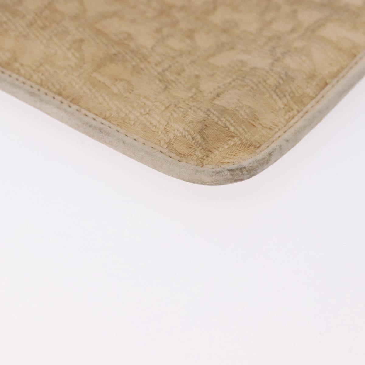 Christian Dior Trotter Canvas Pouch Beige Gold Auth bs36424