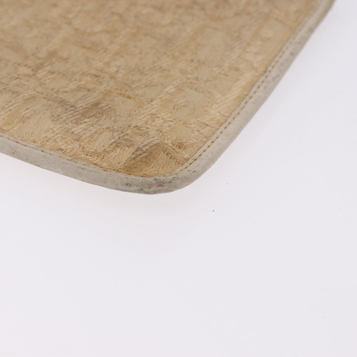Christian Dior Trotter Canvas Pouch Beige Gold Auth bs36424