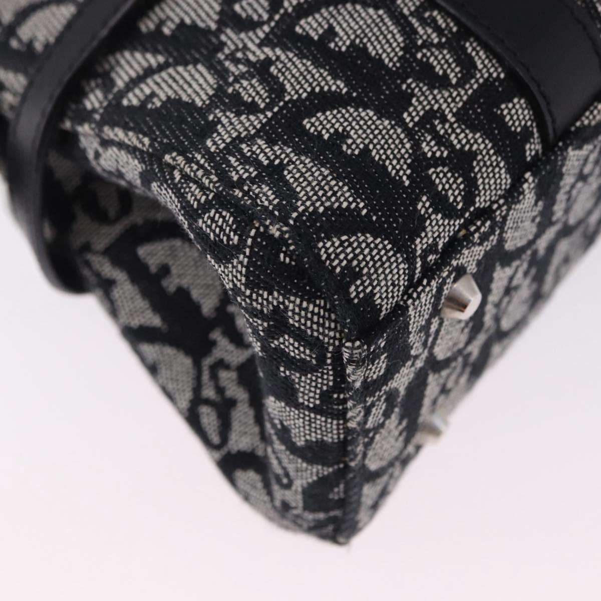 Christian Dior Trotter Canvas Hand Bag Black Silver Auth bs36425V