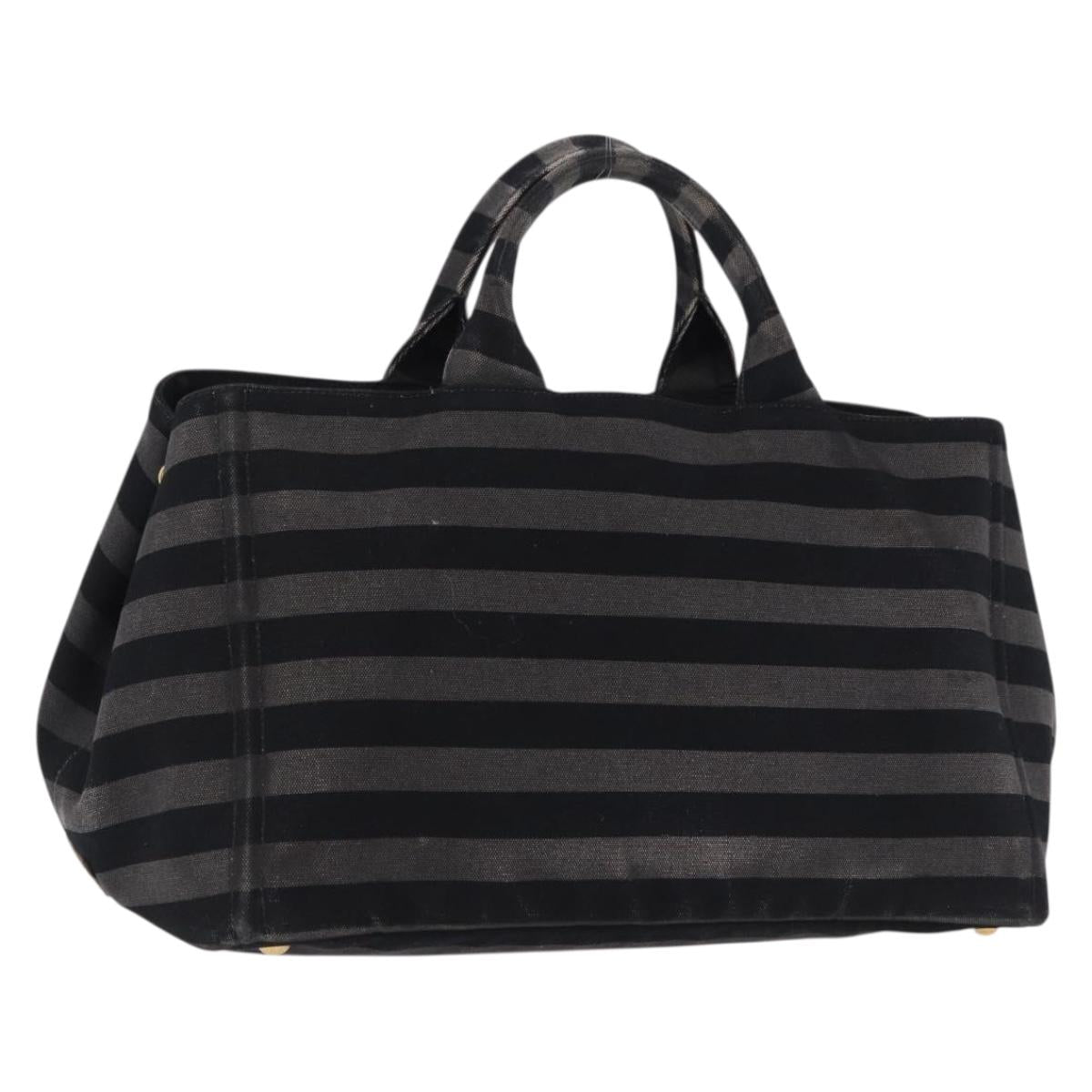 PRADA Canapa GM Tote Bag Canvas Black Gold Auth bs36427