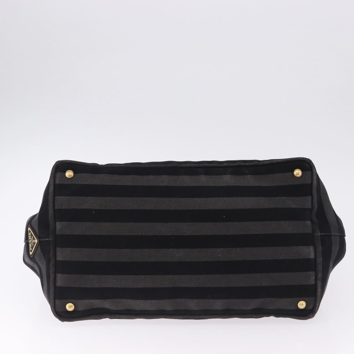 PRADA Canapa GM Tote Bag Canvas Black Gold Auth bs36427