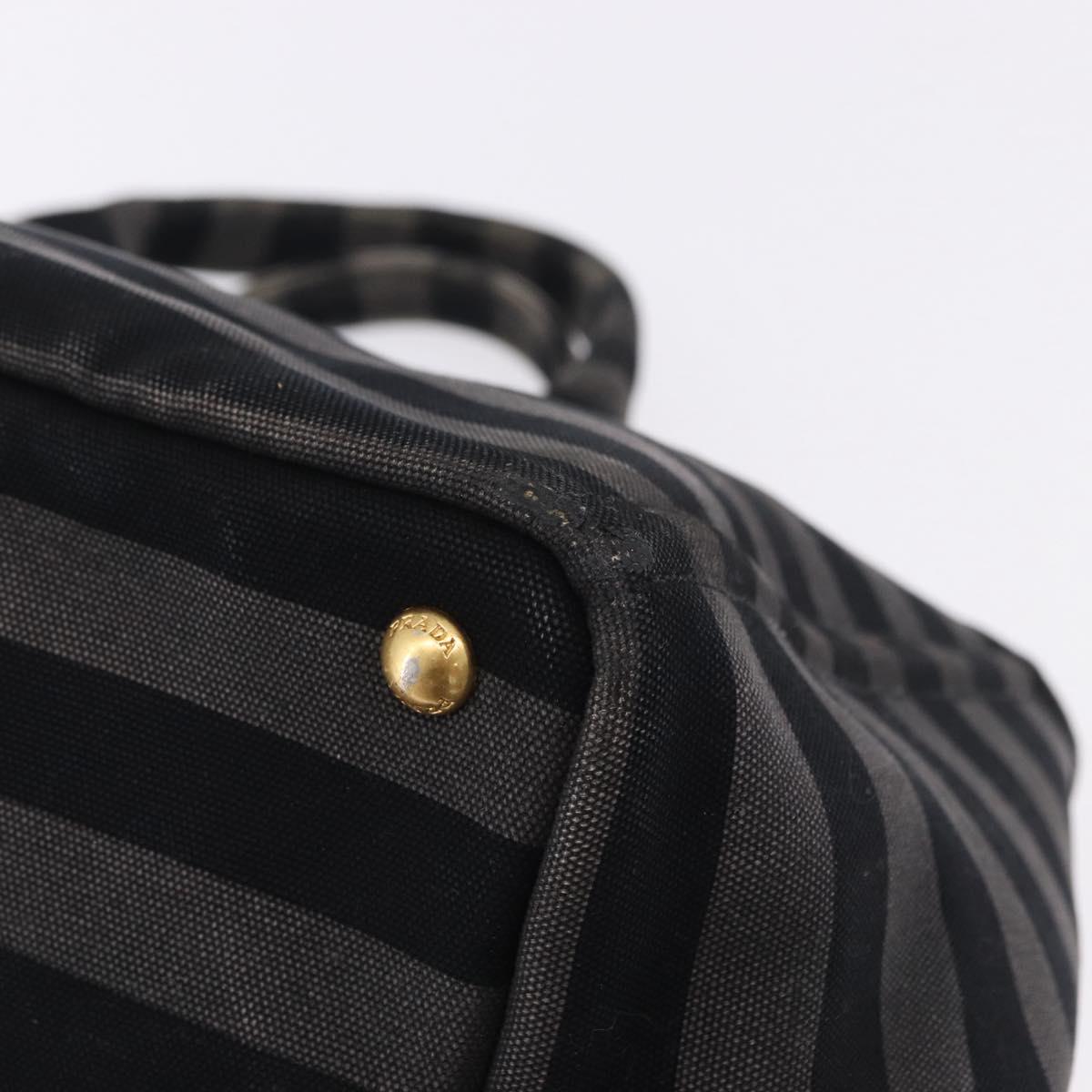 PRADA Canapa GM Tote Bag Canvas Black Gold Auth bs36427