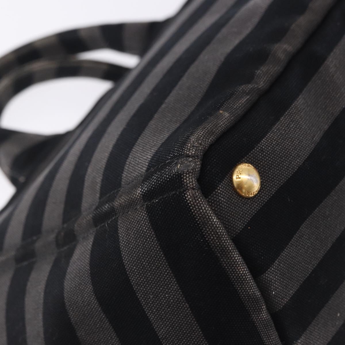 PRADA Canapa GM Tote Bag Canvas Black Gold Auth bs36427