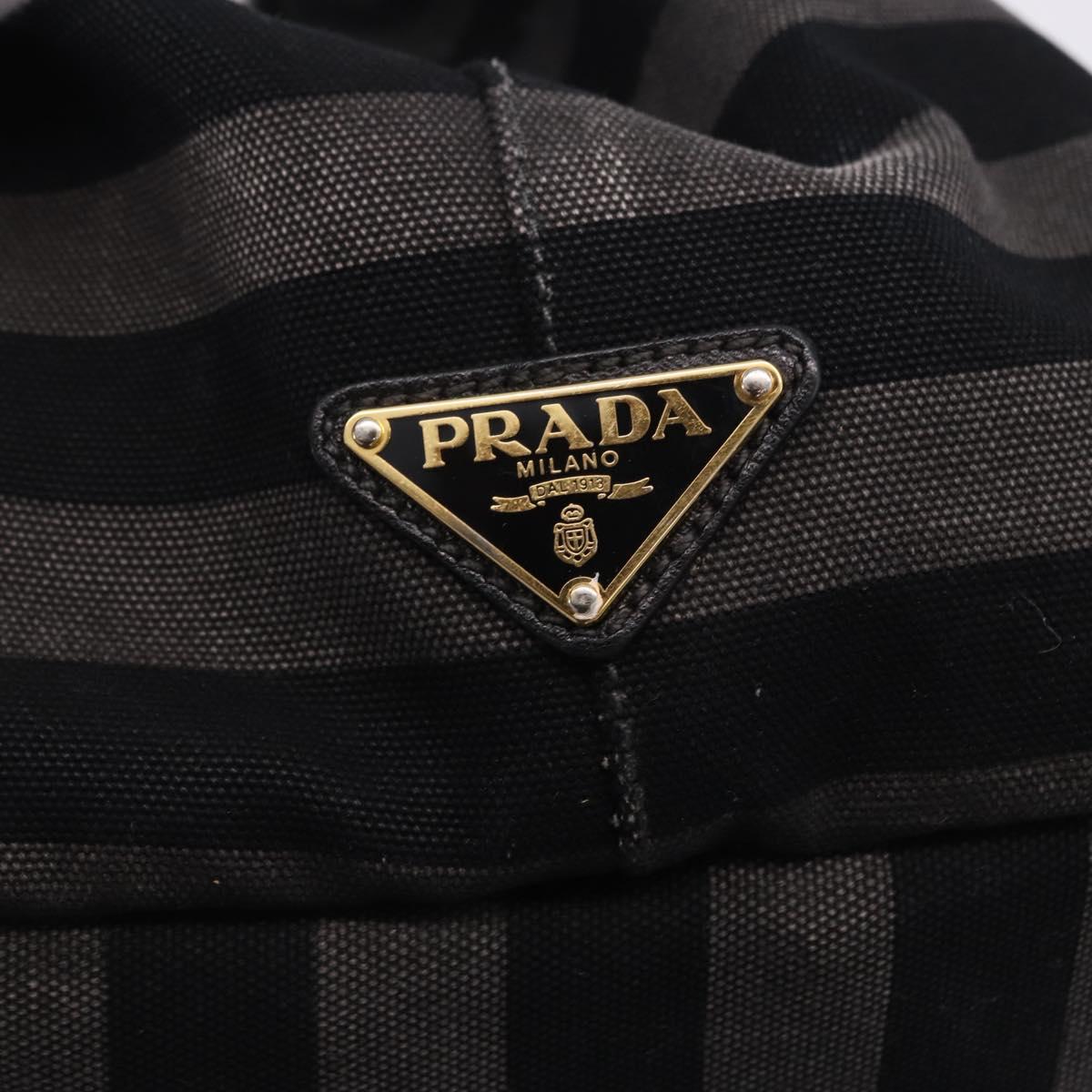 PRADA Canapa GM Tote Bag Canvas Black Gold Auth bs36427