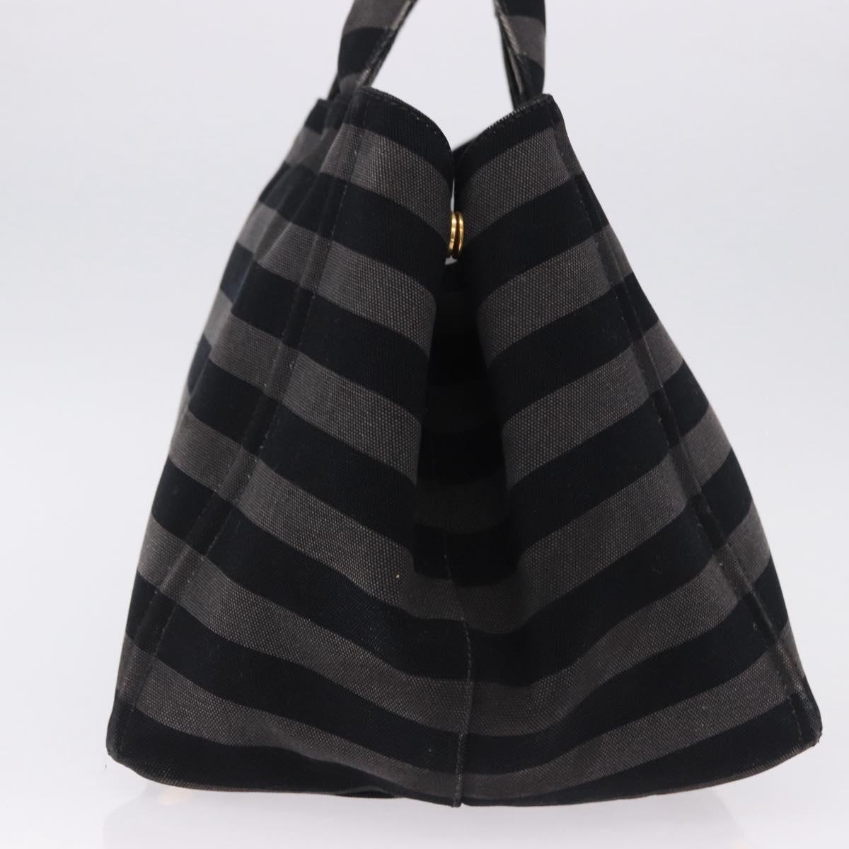 PRADA Canapa GM Tote Bag Canvas Black Gold Auth bs36427