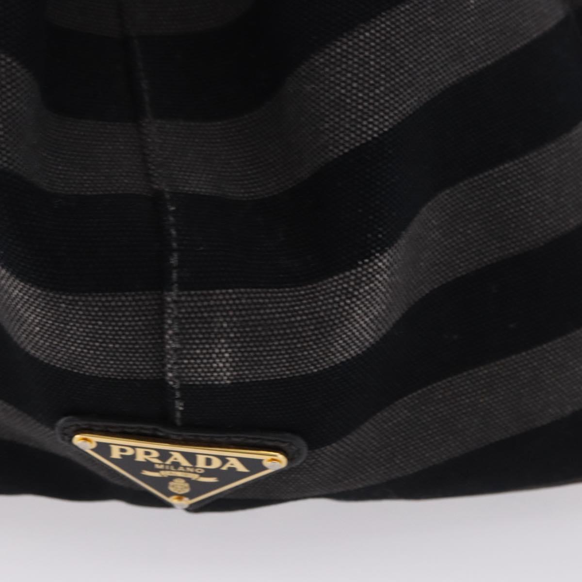 PRADA Canapa GM Tote Bag Canvas Black Gold Auth bs36427
