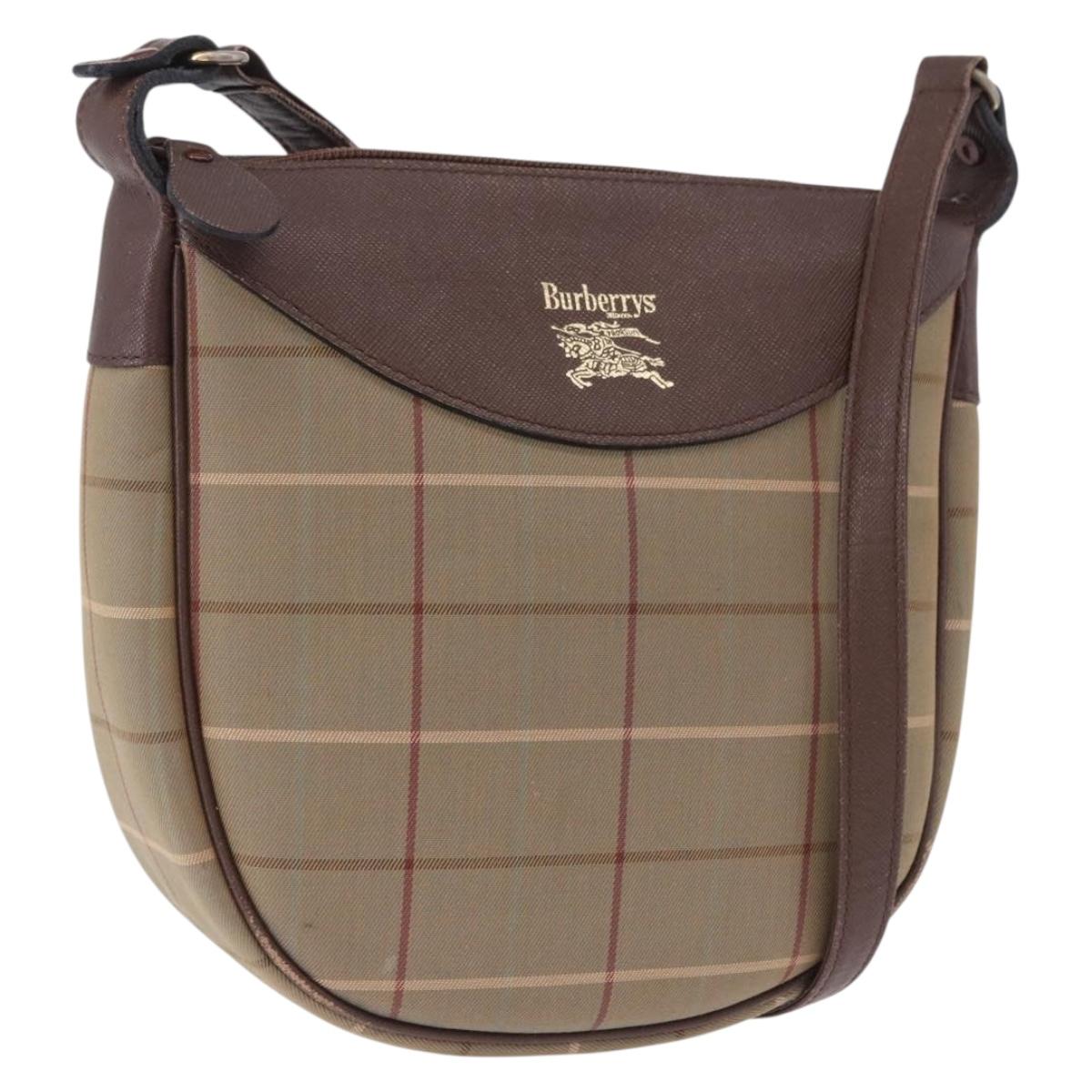 Burberrys Nova Check Shoulder Bag Canvas Beige Gold Auth bs36428