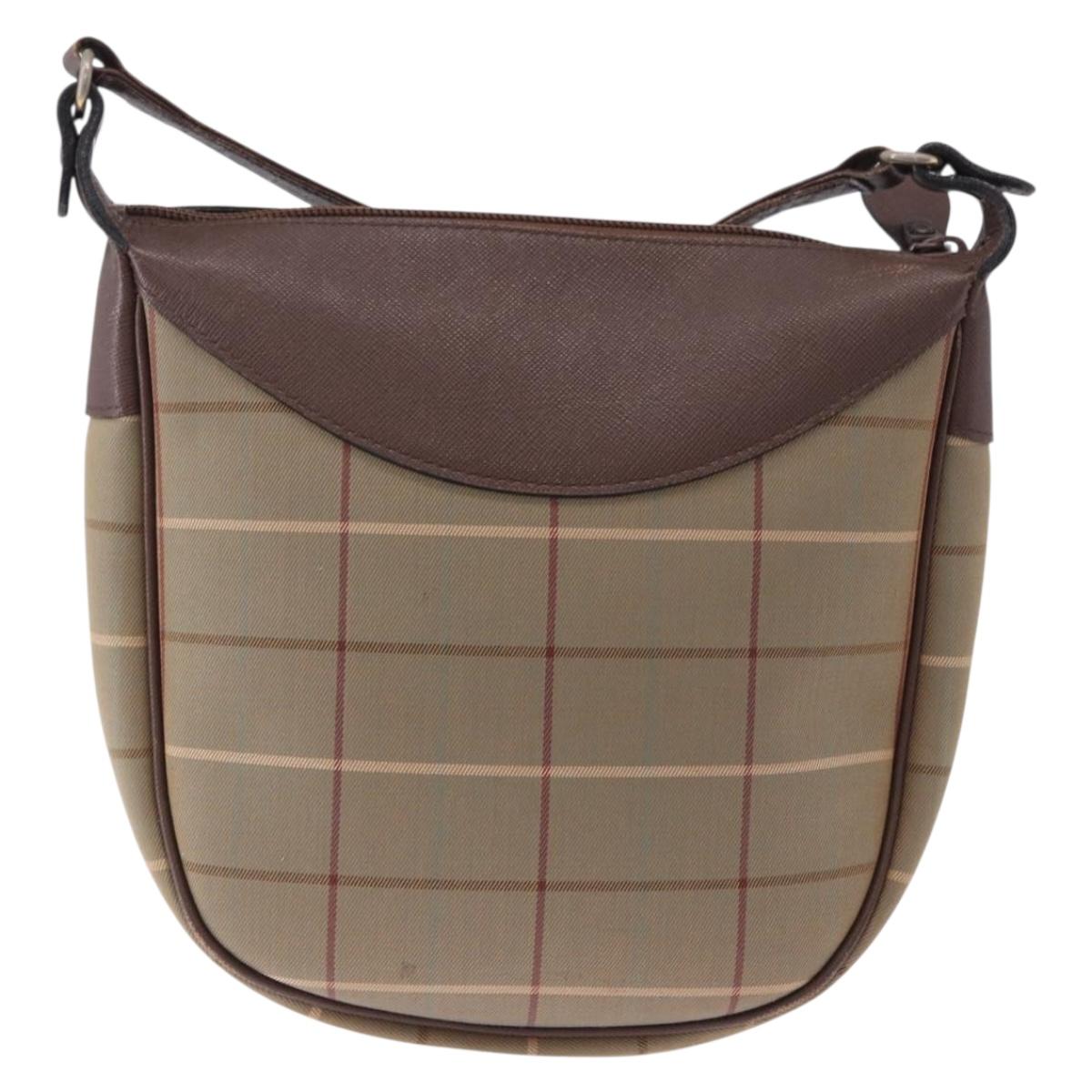 Burberrys Nova Check Shoulder Bag Canvas Beige Gold Auth bs36428