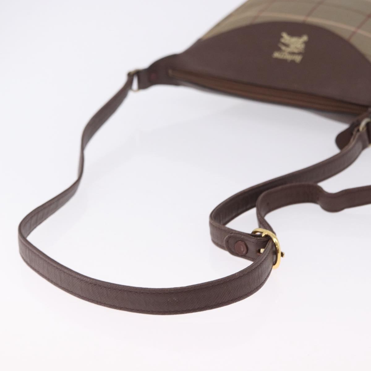 Burberrys Nova Check Shoulder Bag Canvas Beige Gold Auth bs36428