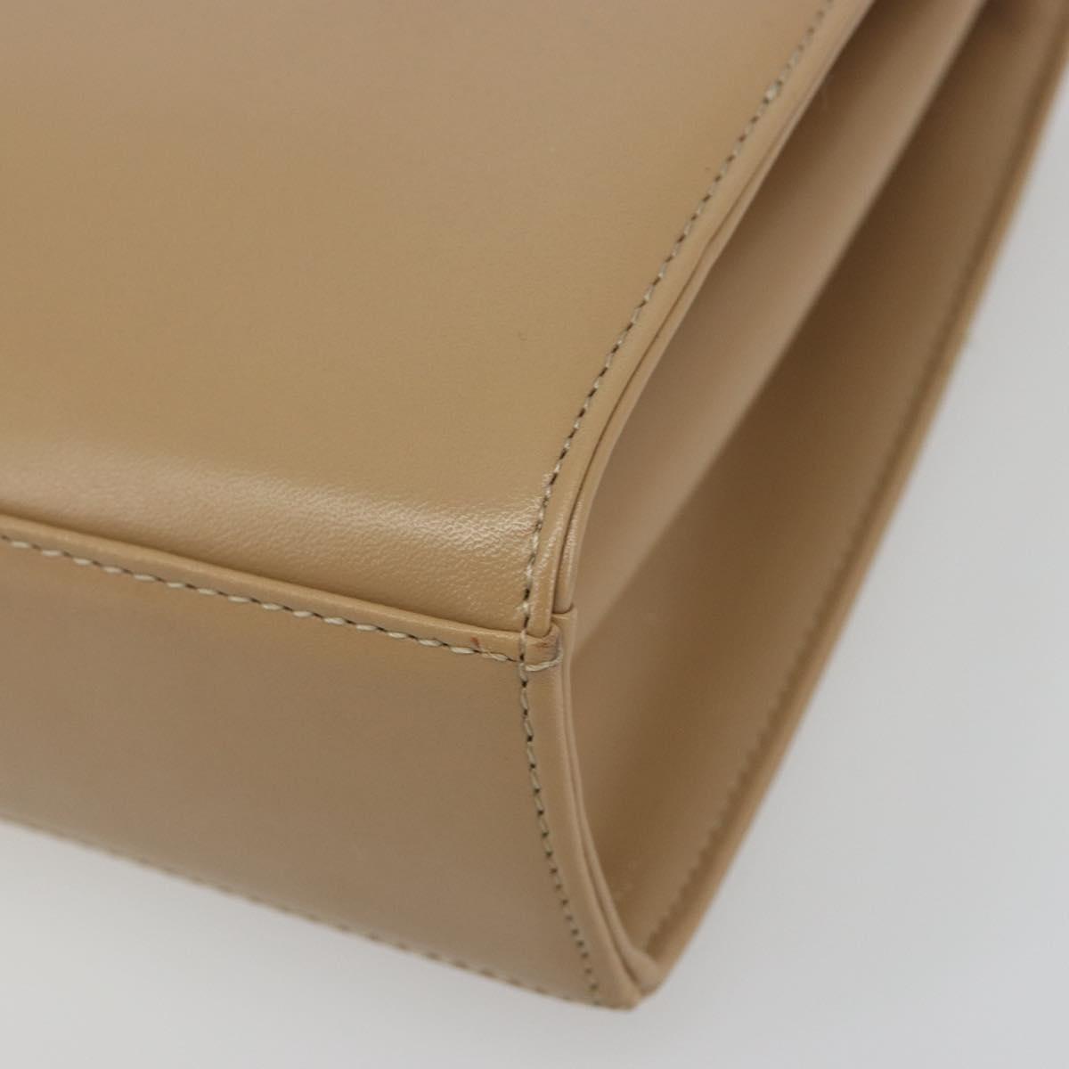 GIVENCHY Hand Bag Leather Beige Gold Auth bs36429