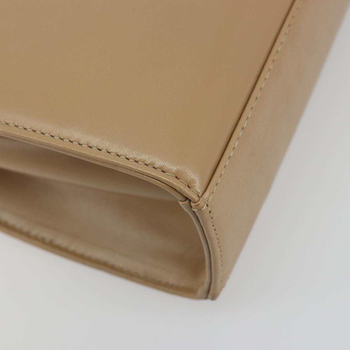 GIVENCHY Hand Bag Leather Beige Gold Auth bs36429
