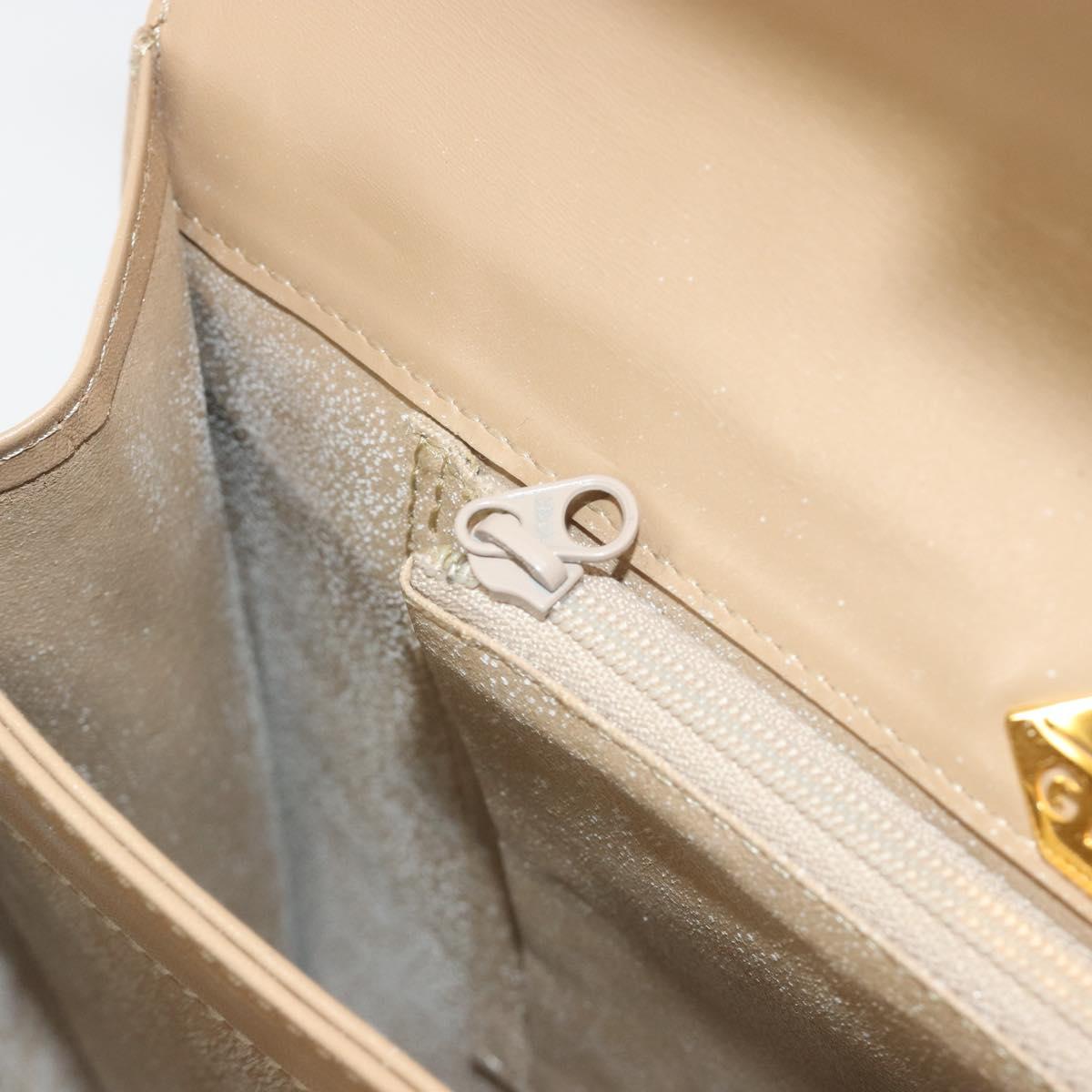 GIVENCHY Hand Bag Leather Beige Gold Auth bs36429