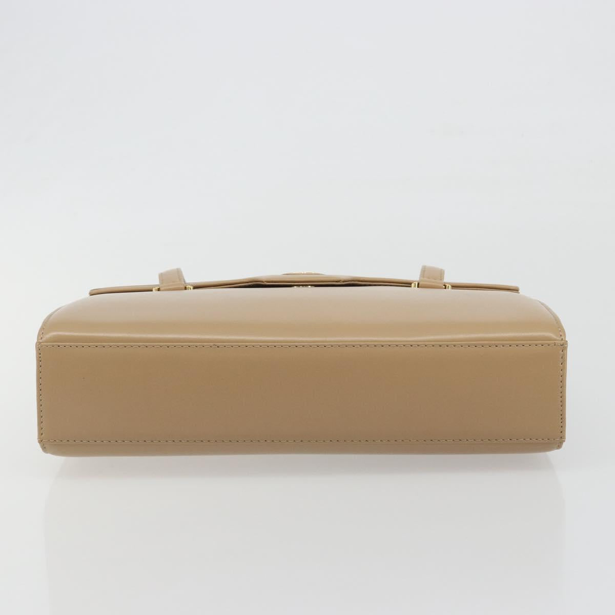 GIVENCHY Hand Bag Leather Beige Gold Auth bs36429