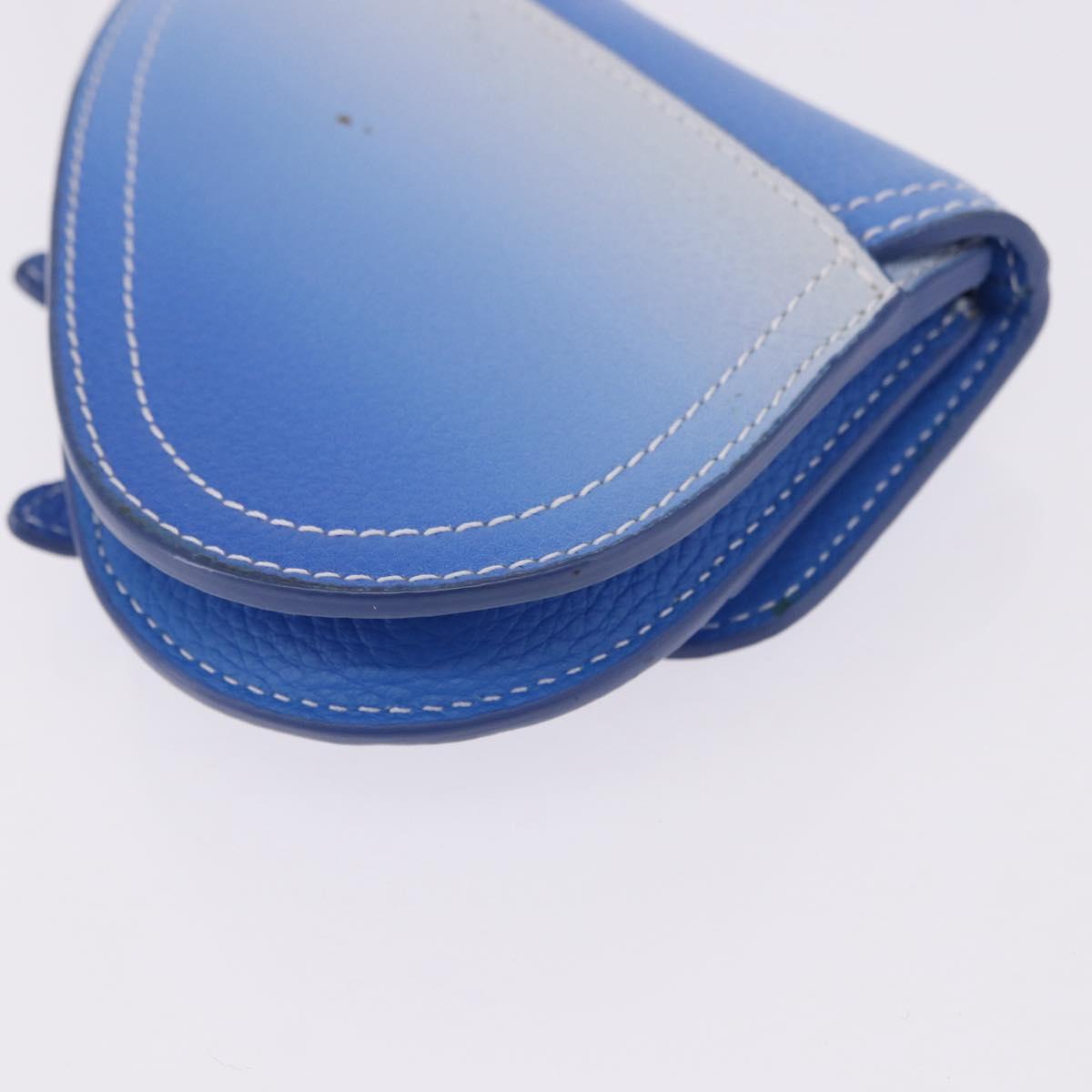 Christian Dior Saddle Pouch Leather Blue Silver Auth bs36430V