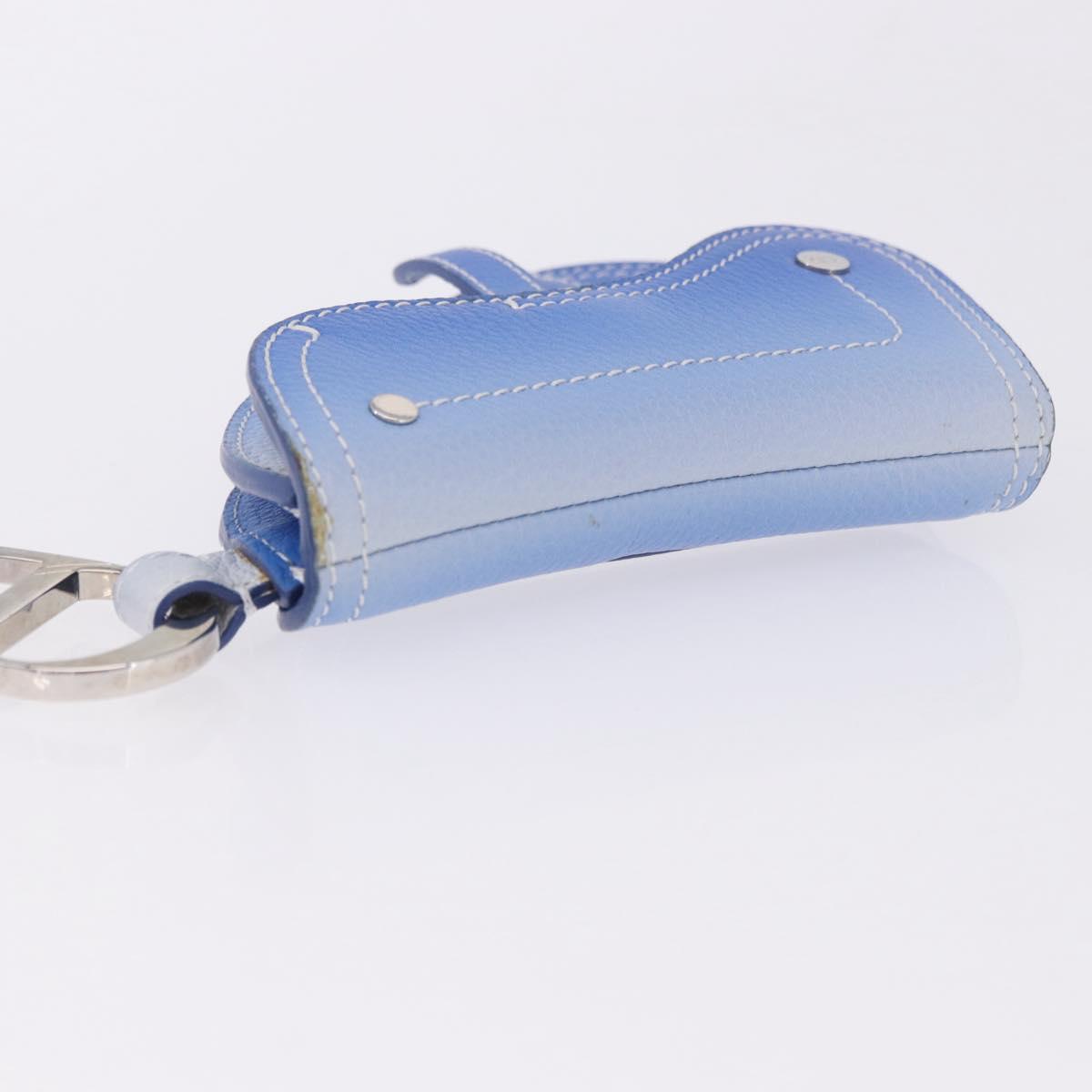 Christian Dior Saddle Pouch Leather Blue Silver Auth bs36430V