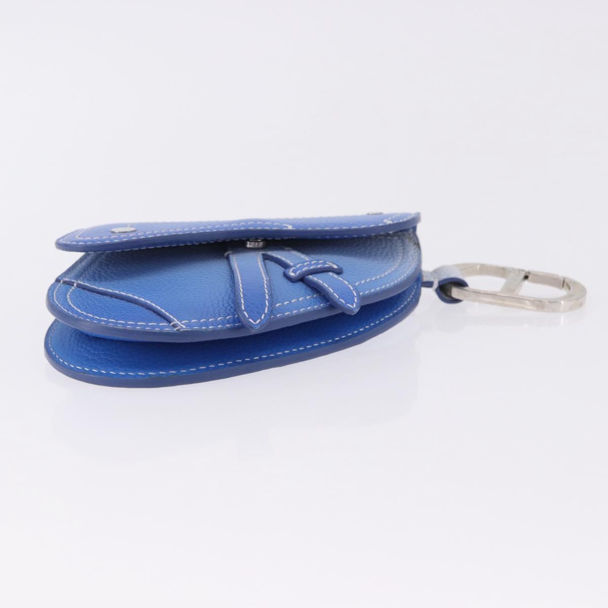 Christian Dior Saddle Pouch Leather Blue Silver Auth bs36430V