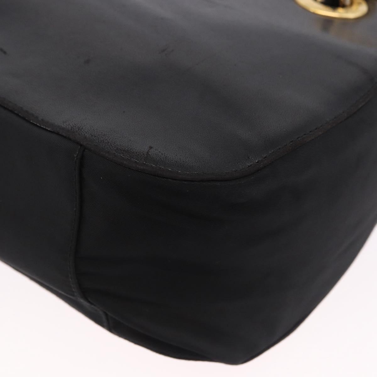 PRADA Chain Shoulder Bag Leather Black Gold Auth bs36432