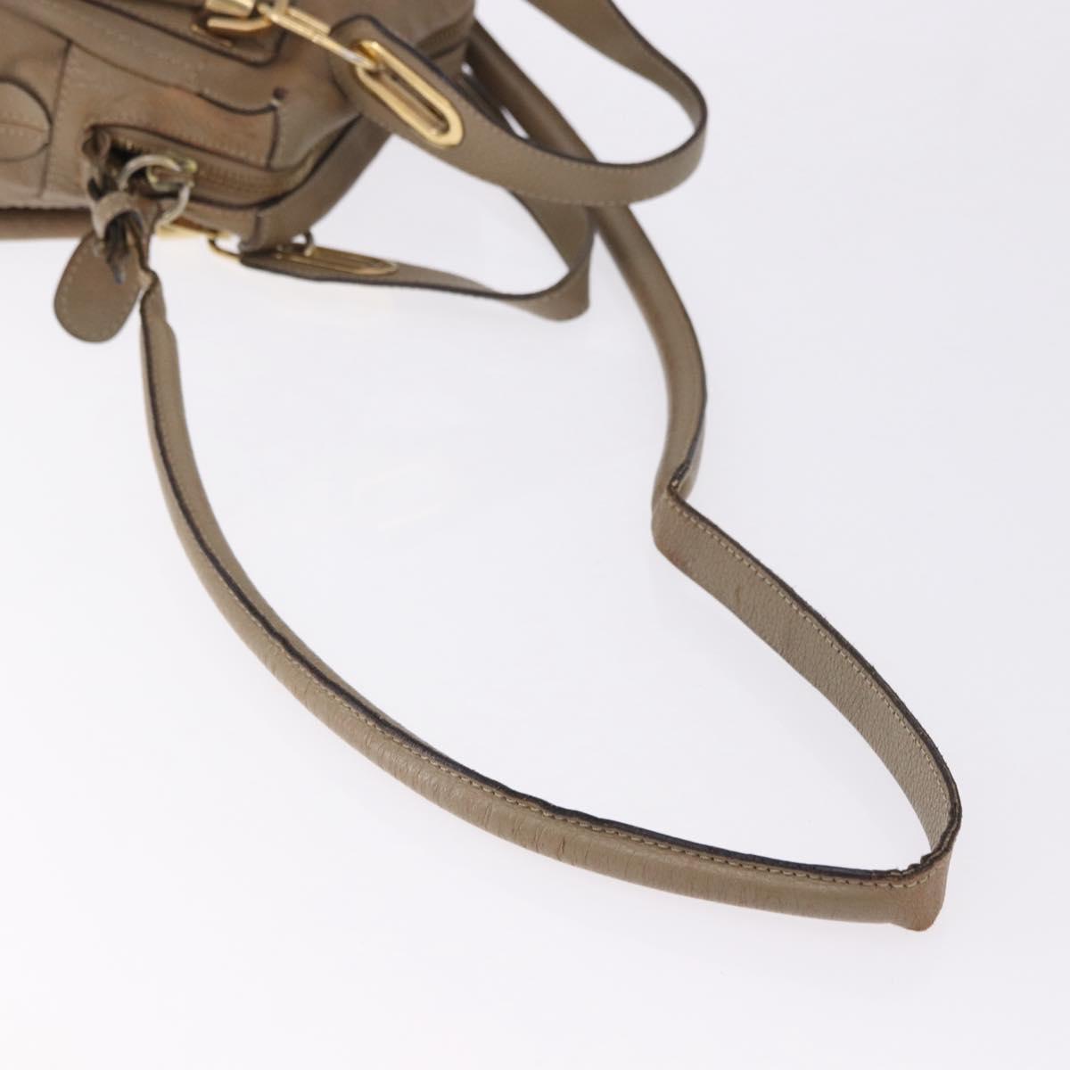 Chloe Mercy Shoulder Bag Leather 2way Beige Gold Auth bs36433