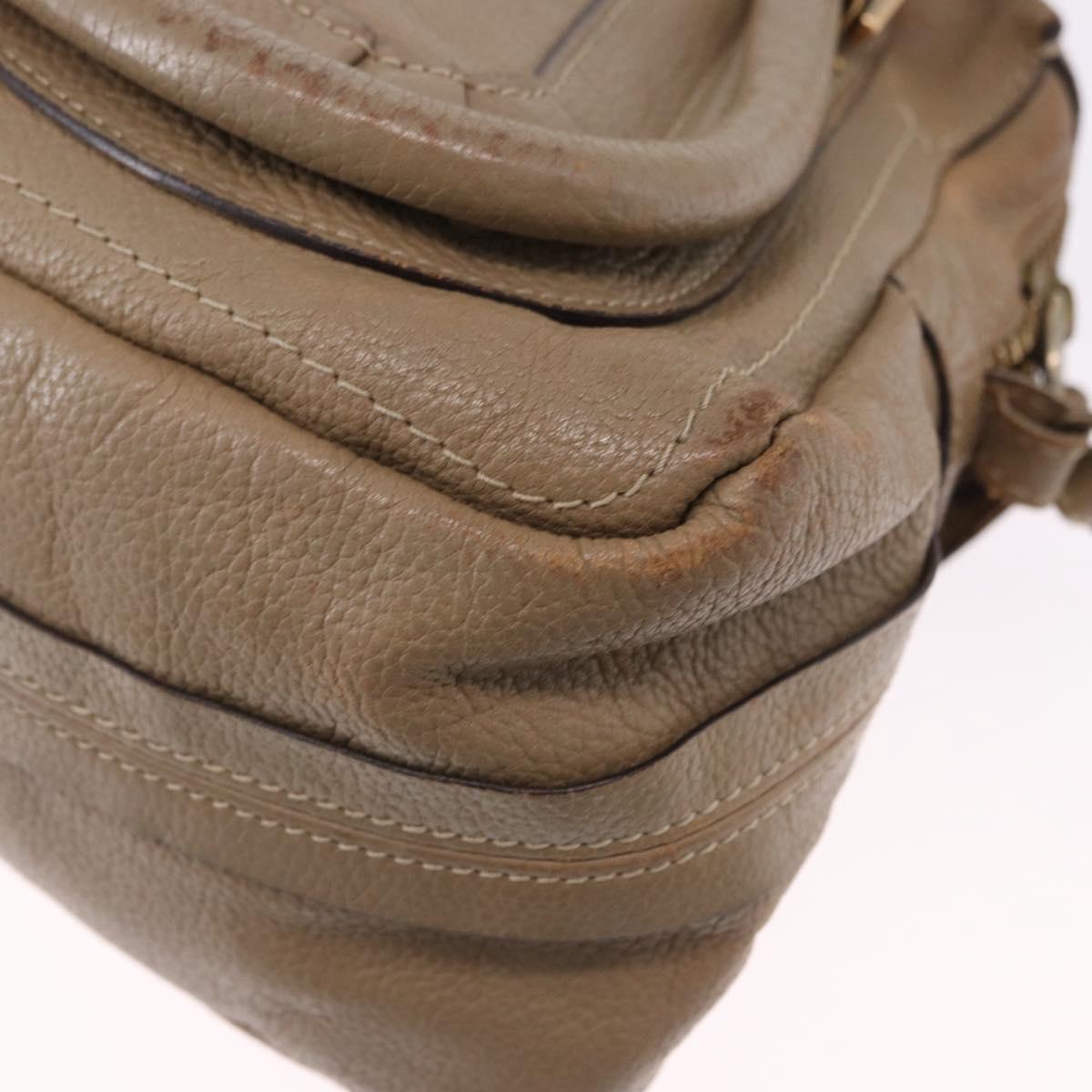 Chloe Mercy Shoulder Bag Leather 2way Beige Gold Auth bs36433