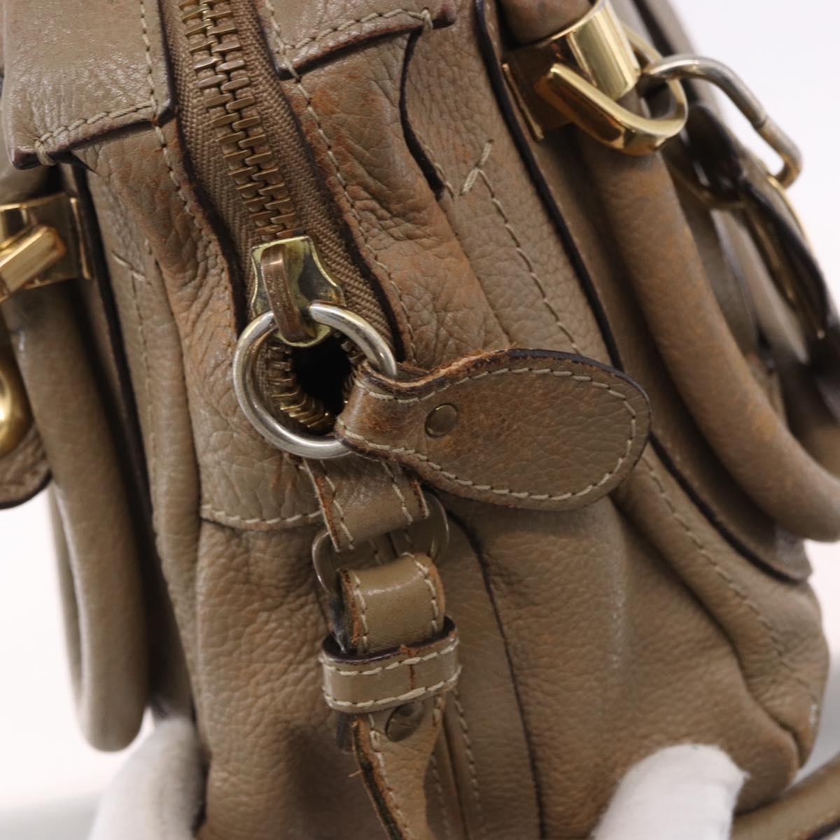 Chloe Mercy Shoulder Bag Leather 2way Beige Gold Auth bs36433