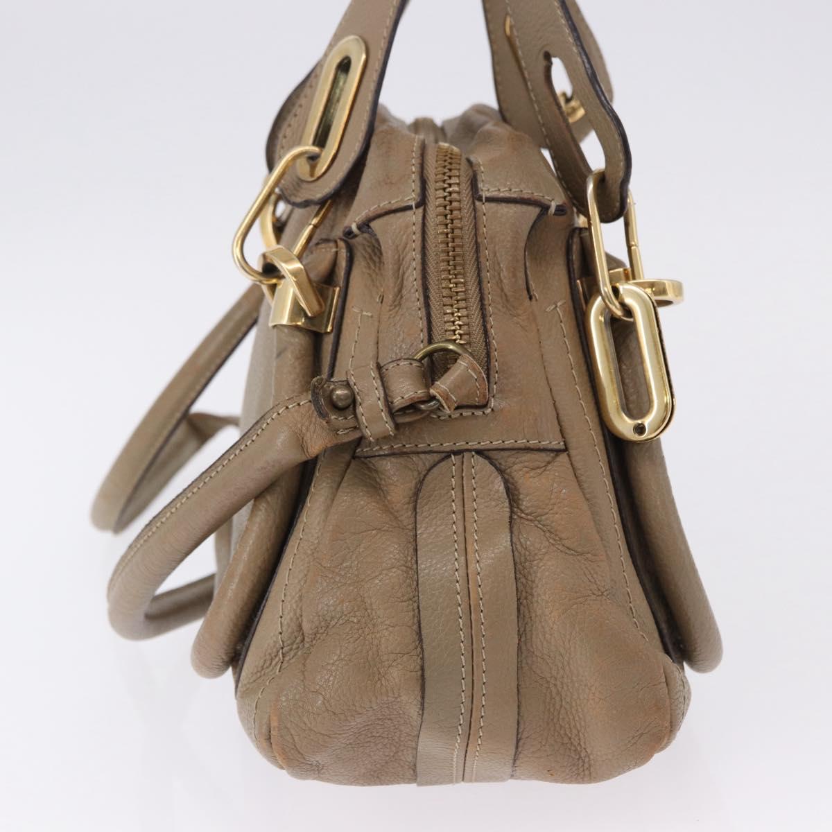 Chloe Mercy Shoulder Bag Leather 2way Beige Gold Auth bs36433