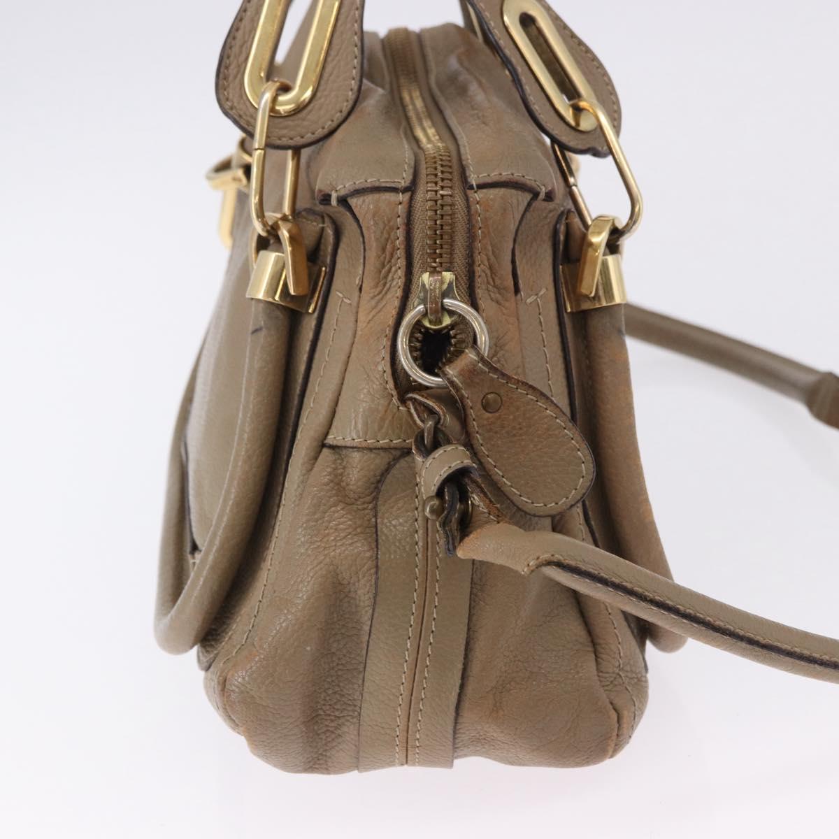 Chloe Mercy Shoulder Bag Leather 2way Beige Gold Auth bs36433