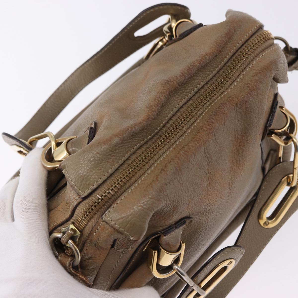 Chloe Mercy Shoulder Bag Leather 2way Beige Gold Auth bs36433