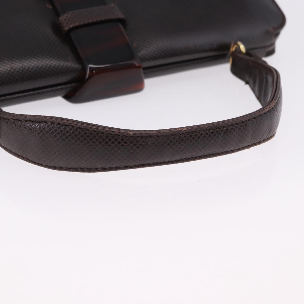 BOTTEGA VENETA Hand Bag Leather Dark Brown Gold Auth bs36434