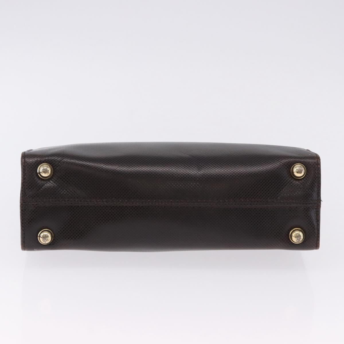 BOTTEGA VENETA Hand Bag Leather Dark Brown Gold Auth bs36434