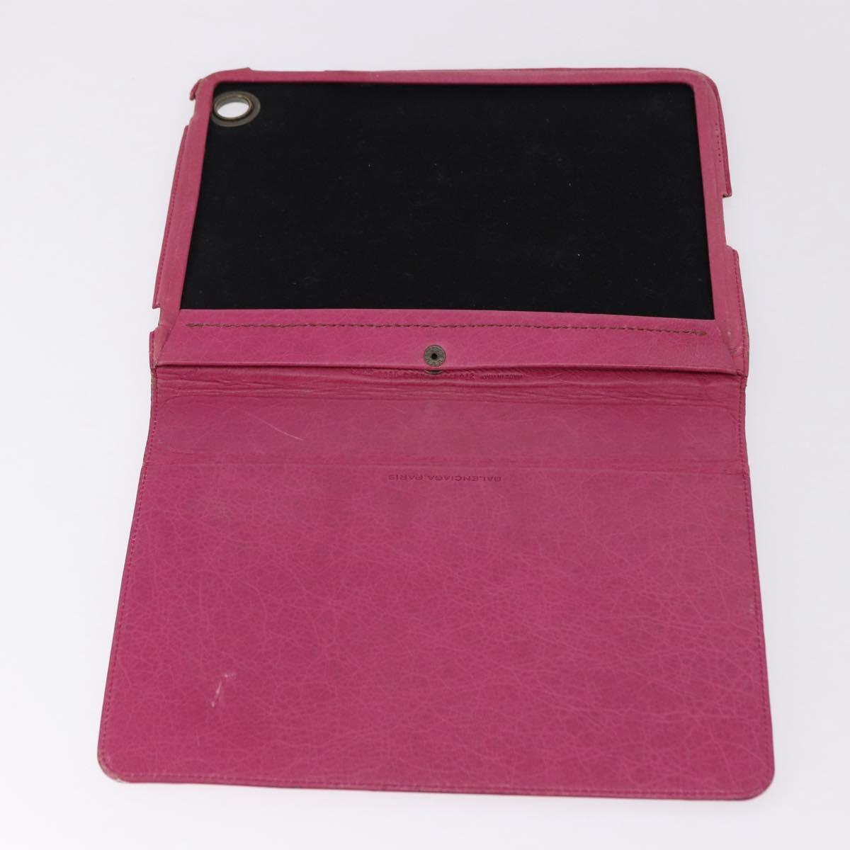 BALENCIAGA iPad Case Leather Pink Auth bs36435