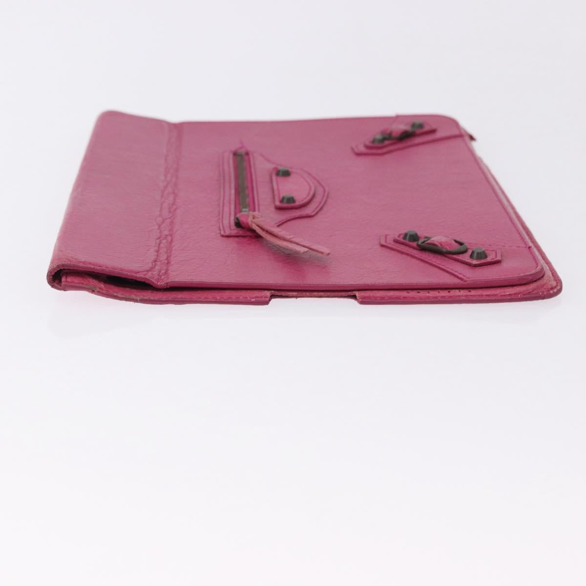 BALENCIAGA iPad Case Leather Pink Auth bs36435