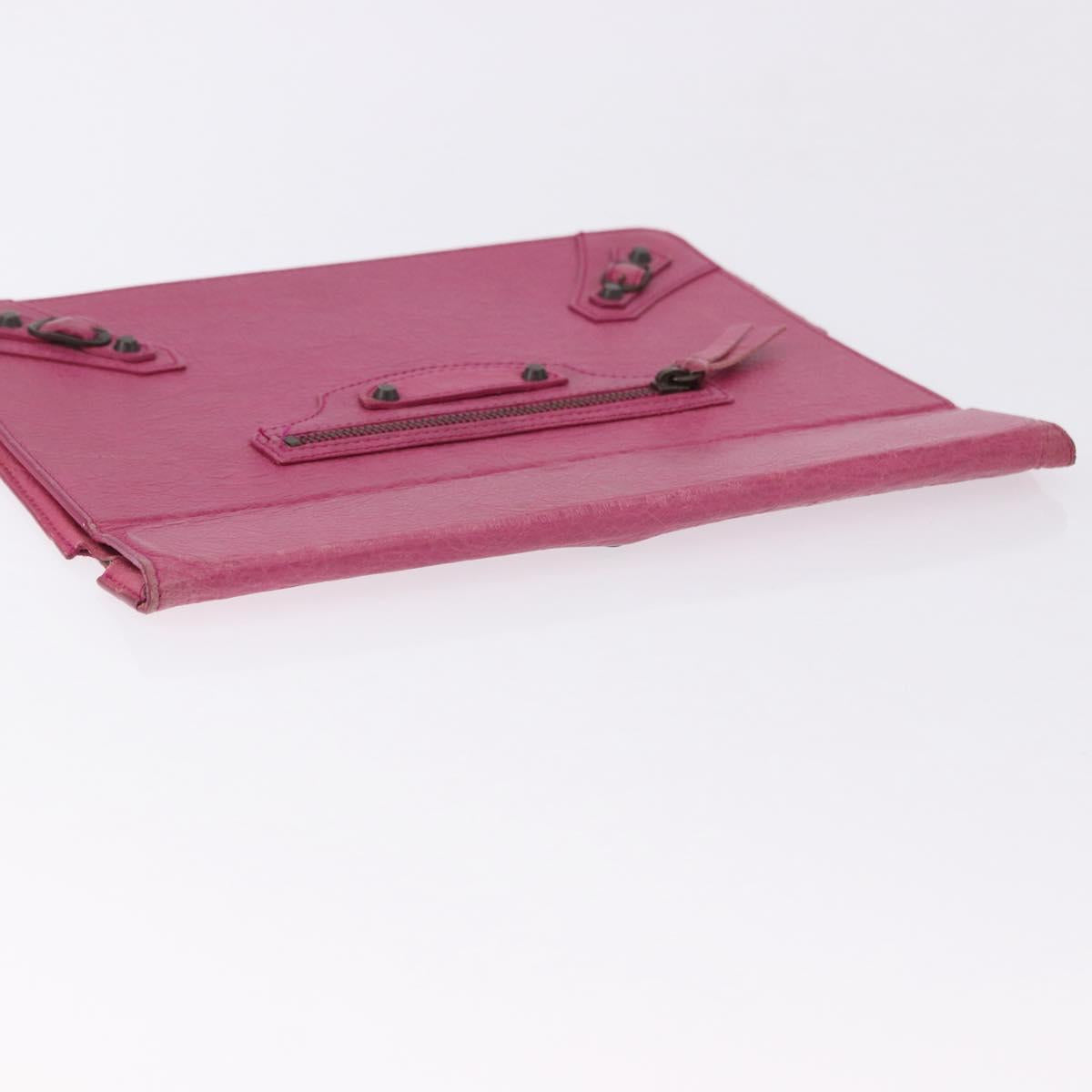 BALENCIAGA iPad Case Leather Pink Auth bs36435