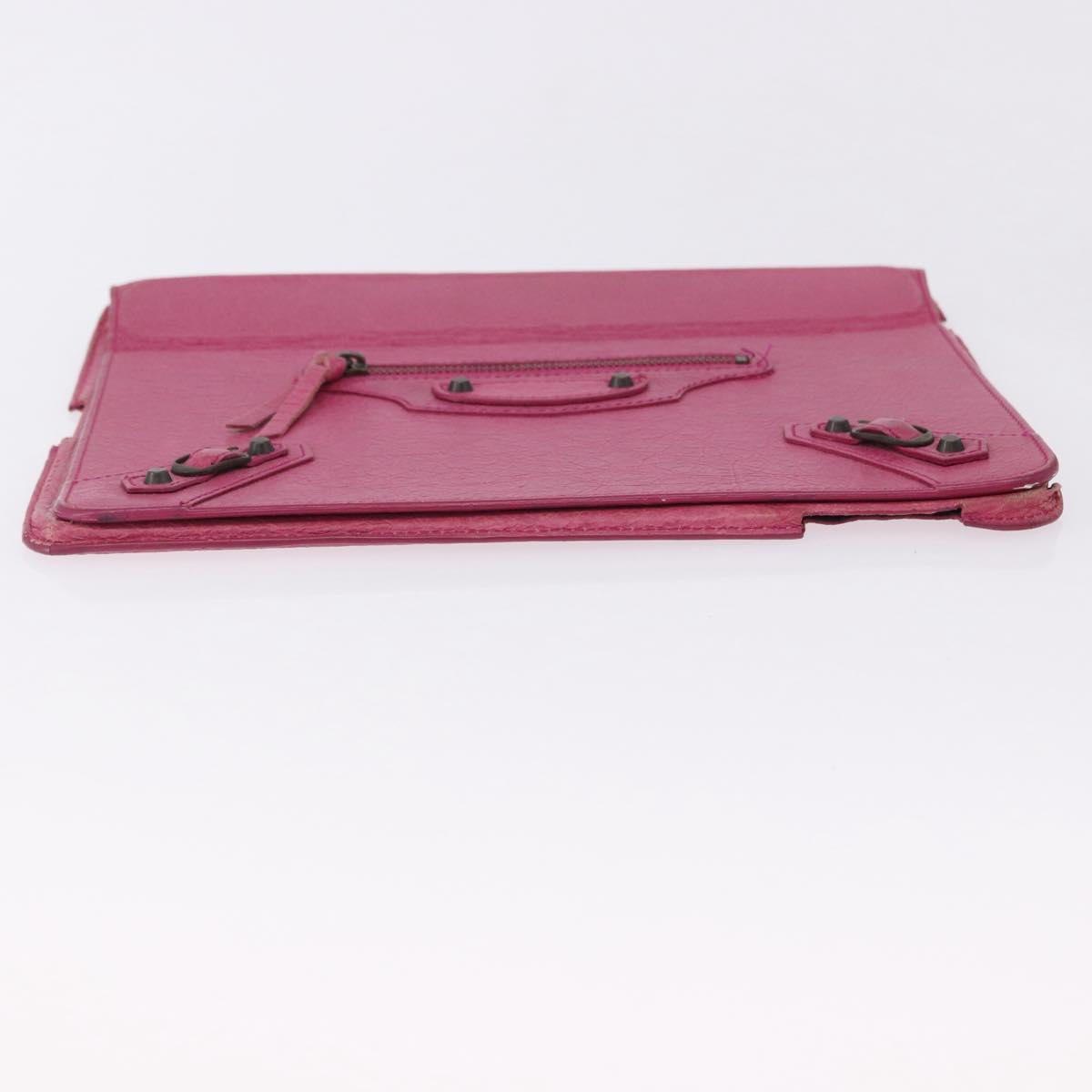 BALENCIAGA iPad Case Leather Pink Auth bs36435