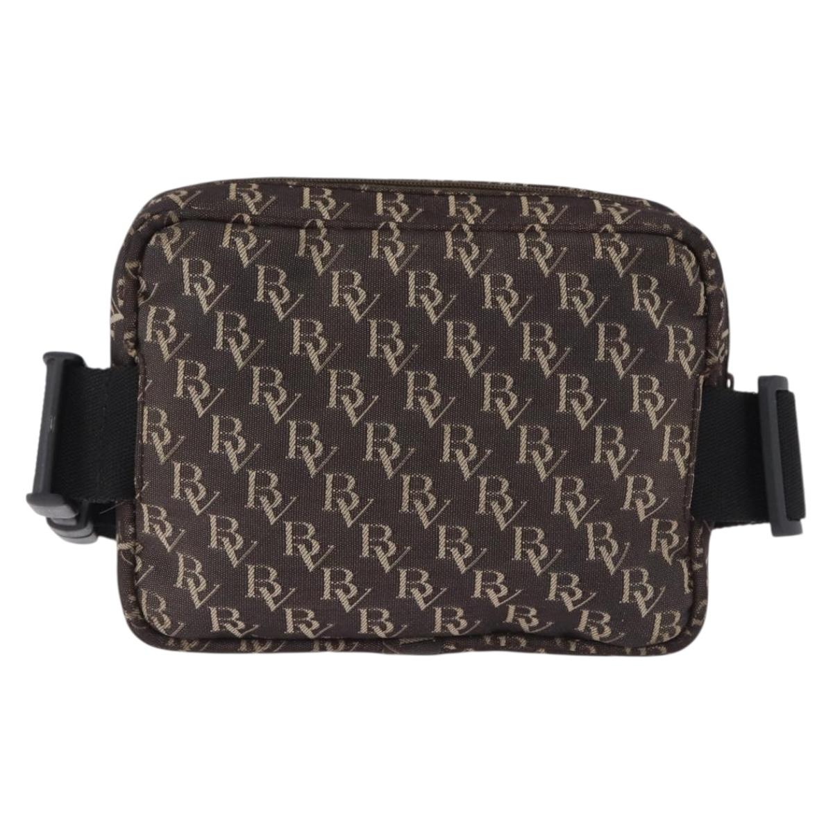 BOTTEGA VENETA Waist Bag Canvas Brown Silver Auth bs36438