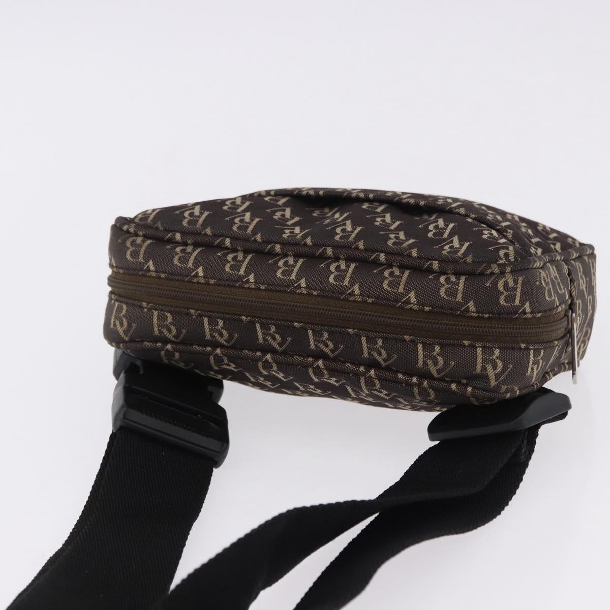 BOTTEGA VENETA Waist Bag Canvas Brown Silver Auth bs36438