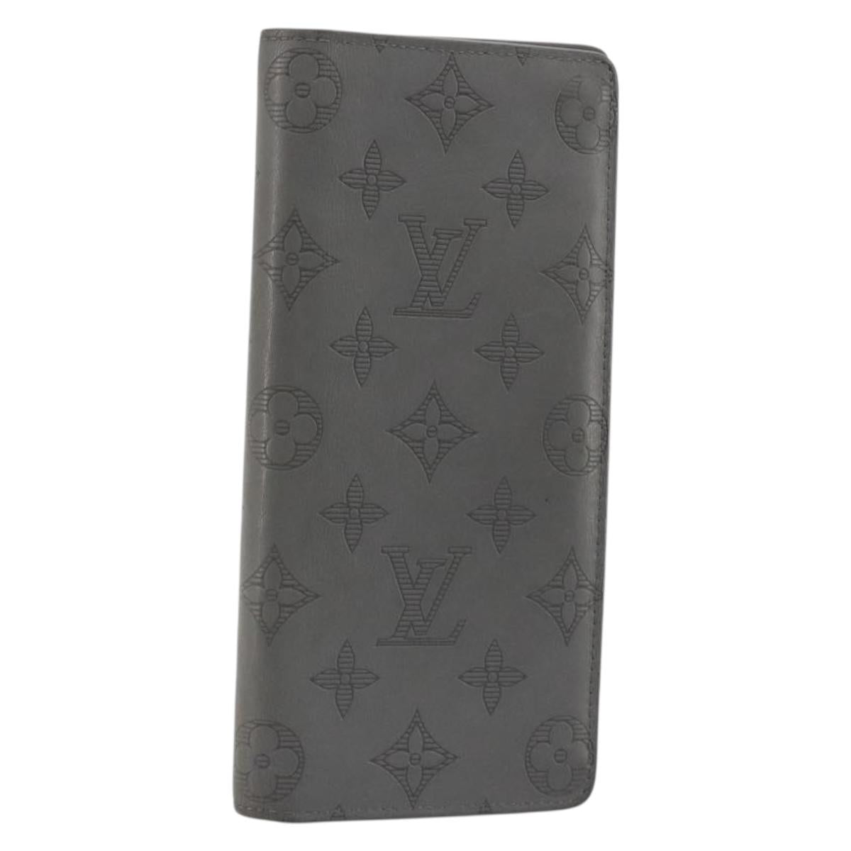 LOUIS VUITTON Monogram Shadow Portefeuille Braza Wallet Gray M81335 Auth bs36439