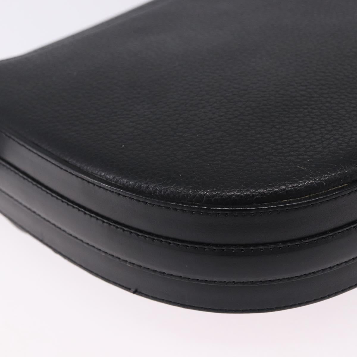 Burberrys Shoulder Bag Leather Black Gold Auth bs36441