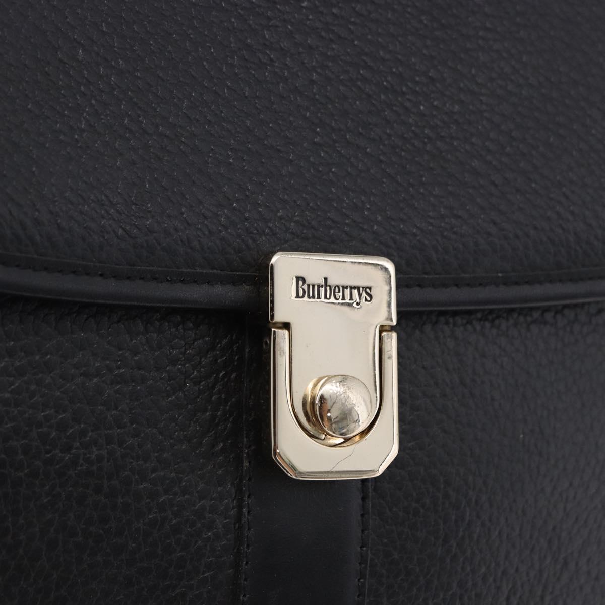 Burberrys Shoulder Bag Leather Black Gold Auth bs36441