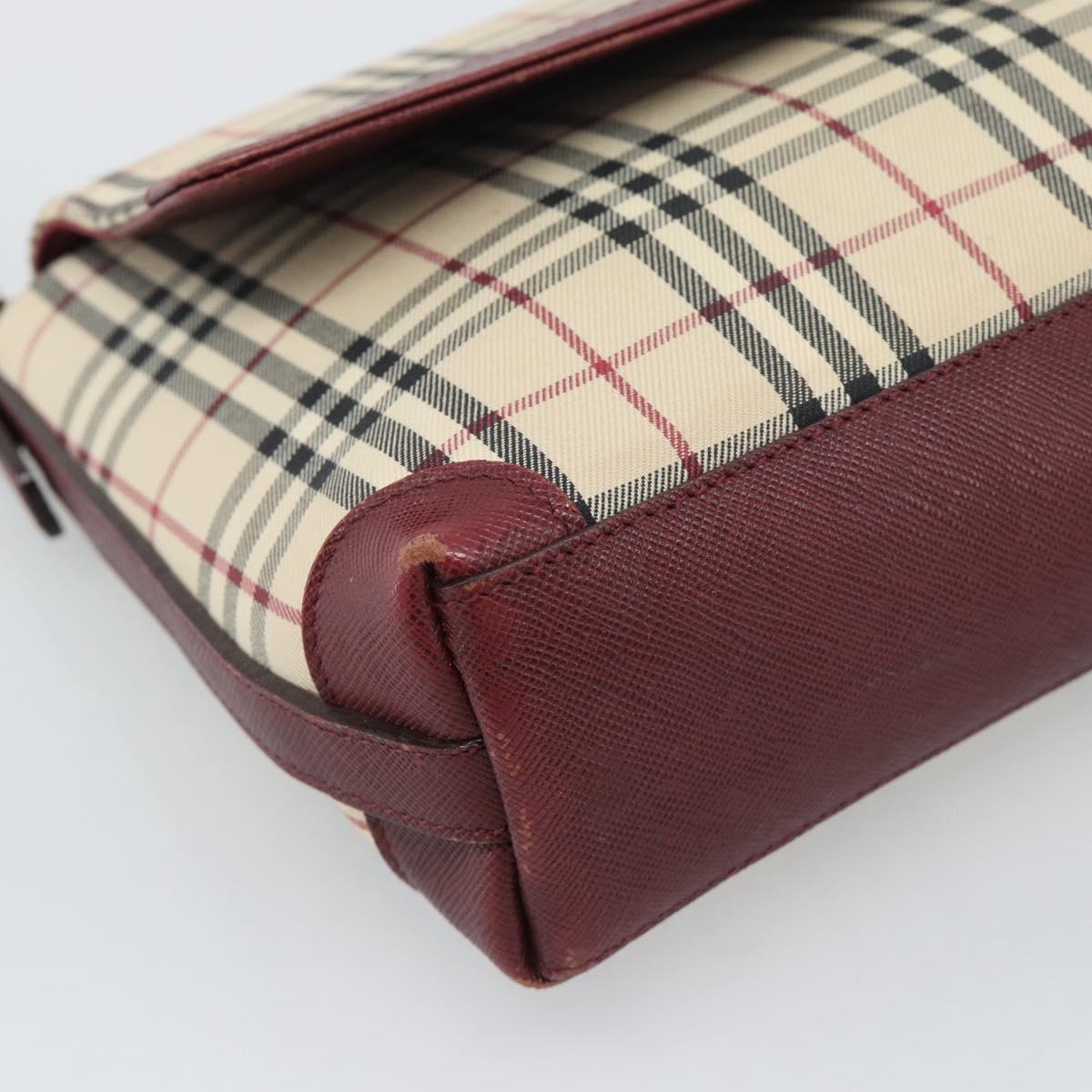 BURBERRY Nova Check Hand Bag Canvas Beige Gold Auth bs36448