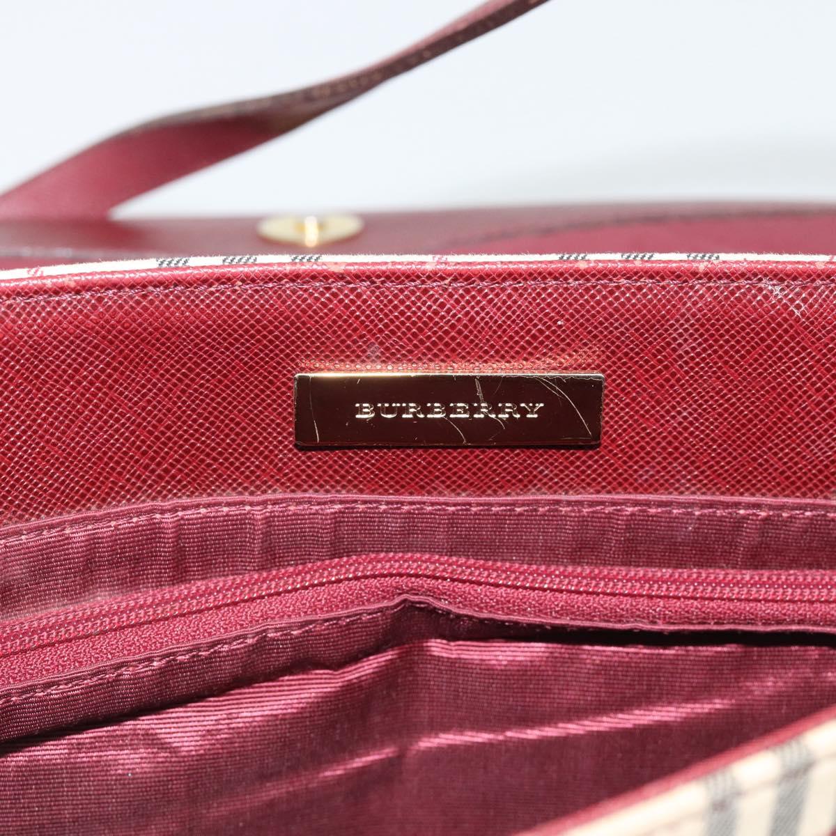 BURBERRY Nova Check Hand Bag Canvas Beige Gold Auth bs36448